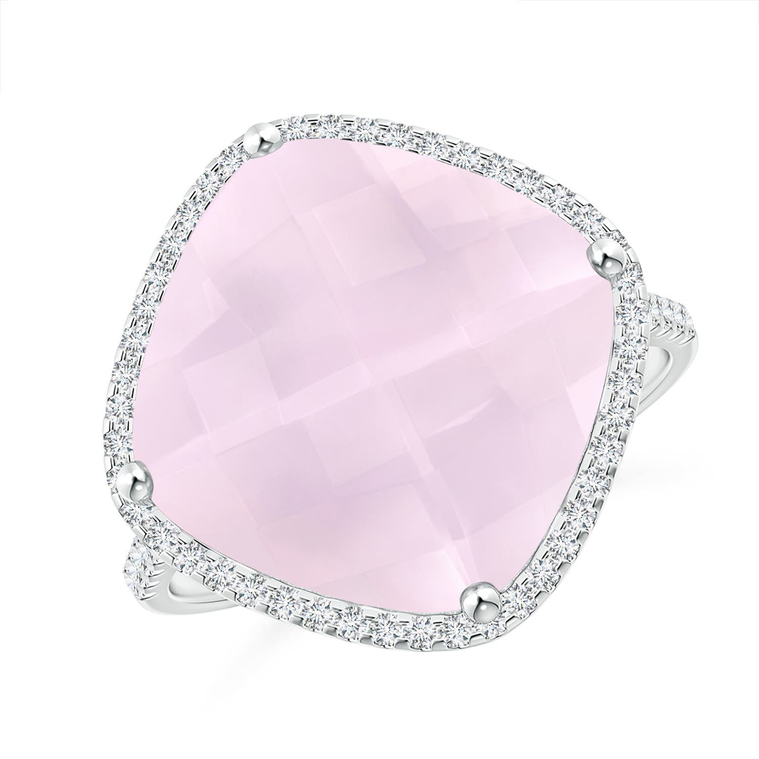 A - Rose Quartz / 8.9 CT / 14 KT White Gold