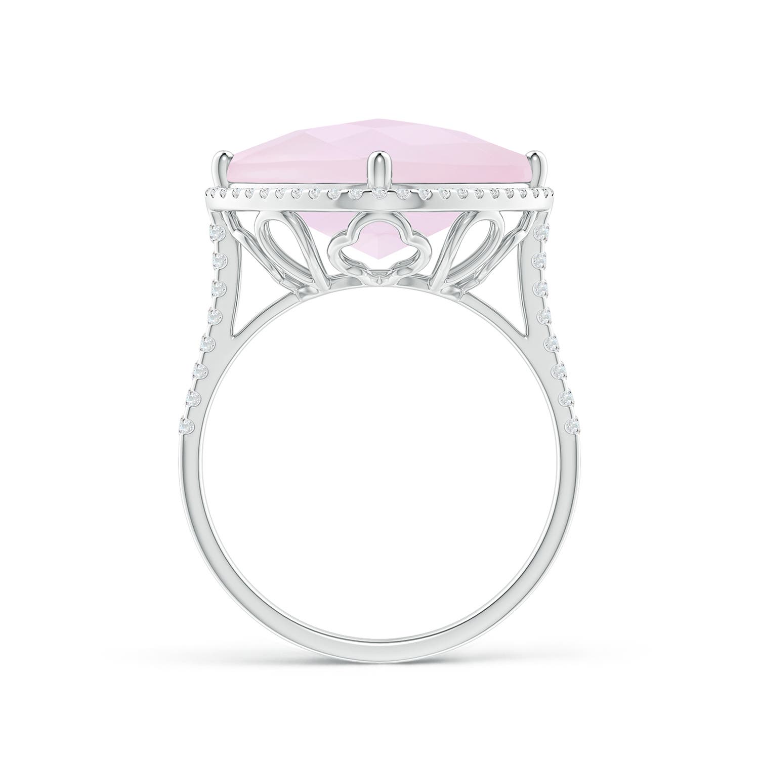 A - Rose Quartz / 8.9 CT / 14 KT White Gold