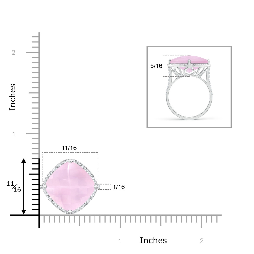 13mm AAA Cushion Rose Quartz Halo Ring with Clover Motif in White Gold Product Image