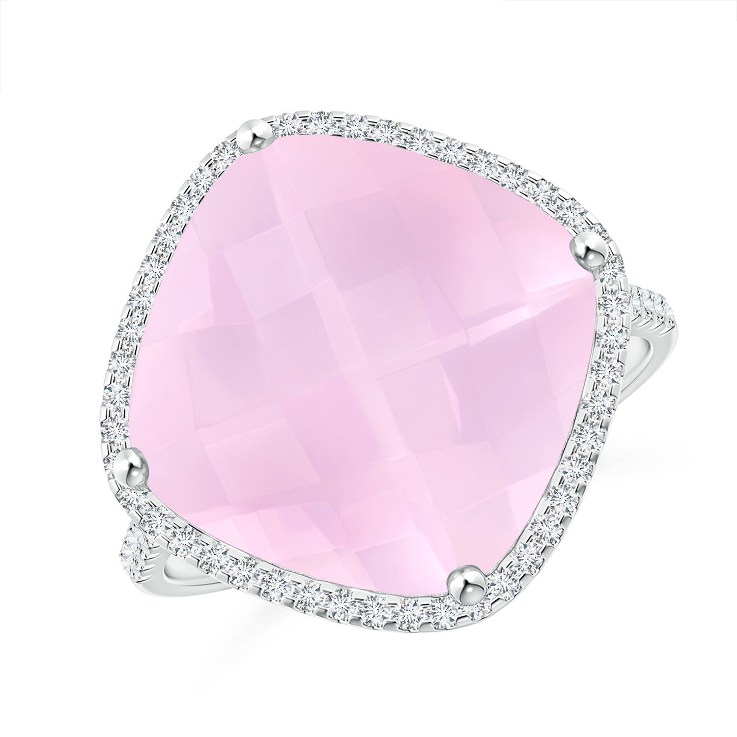 AAAA - Rose Quartz / 8.9 CT / 14 KT White Gold