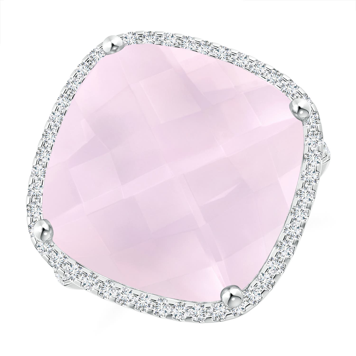 A - Rose Quartz / 13.79 CT / 14 KT White Gold