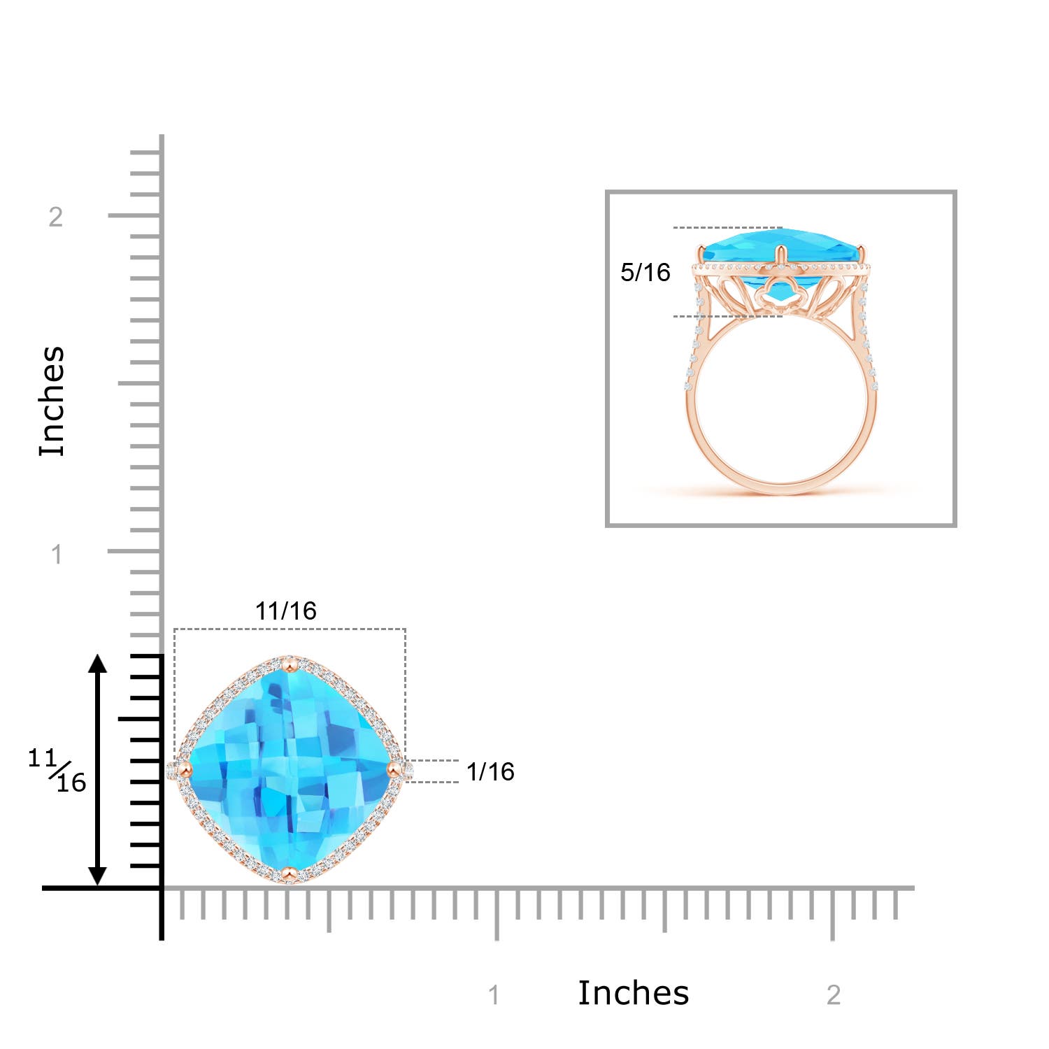 A - Swiss Blue Topaz / 9.3 CT / 14 KT Rose Gold