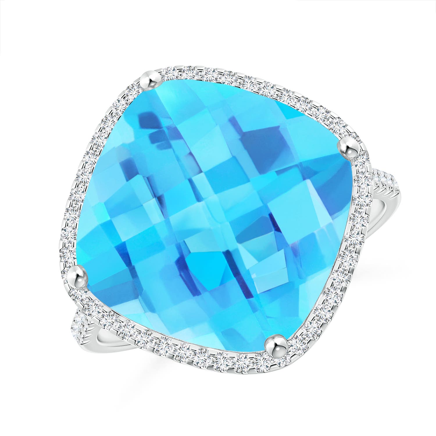 A - Swiss Blue Topaz / 9.3 CT / 14 KT White Gold