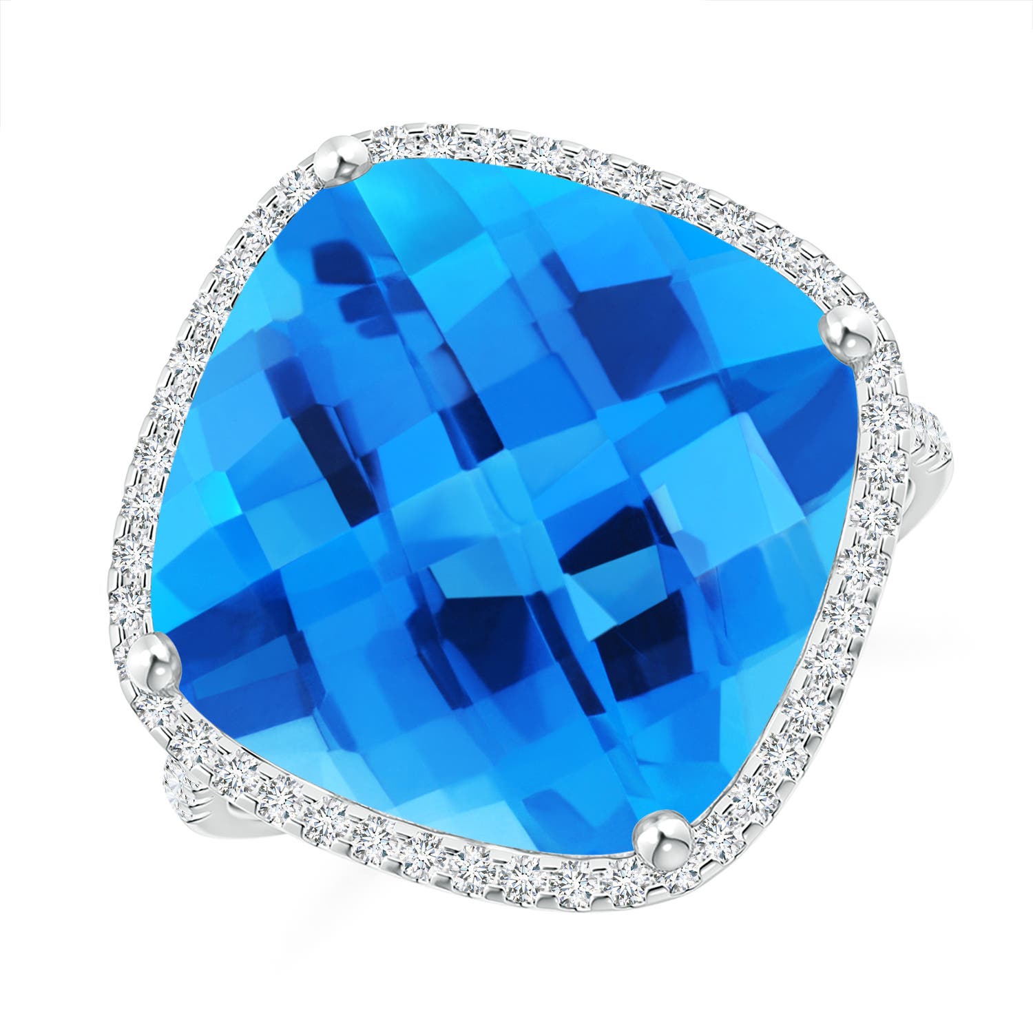 AAAA - Swiss Blue Topaz / 11.64 CT / 14 KT White Gold