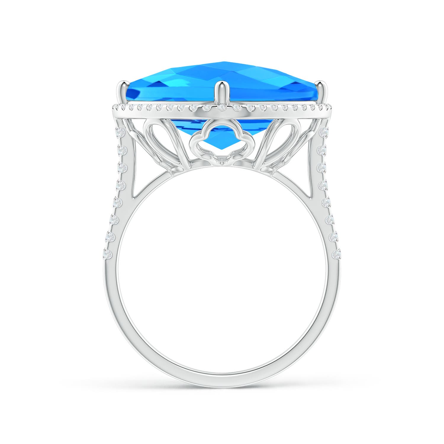 AAAA - Swiss Blue Topaz / 11.64 CT / 14 KT White Gold