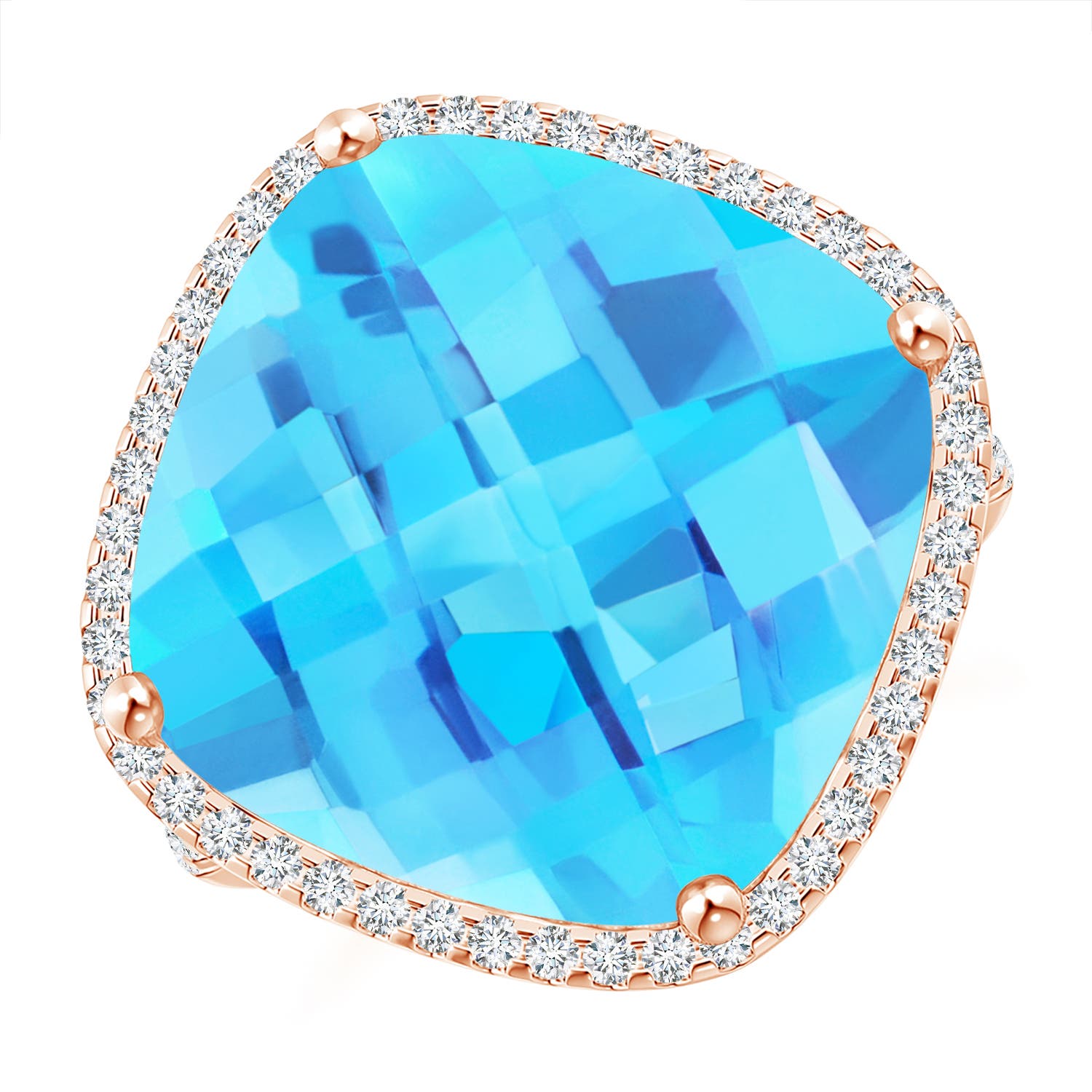 A - Swiss Blue Topaz / 14.39 CT / 14 KT Rose Gold