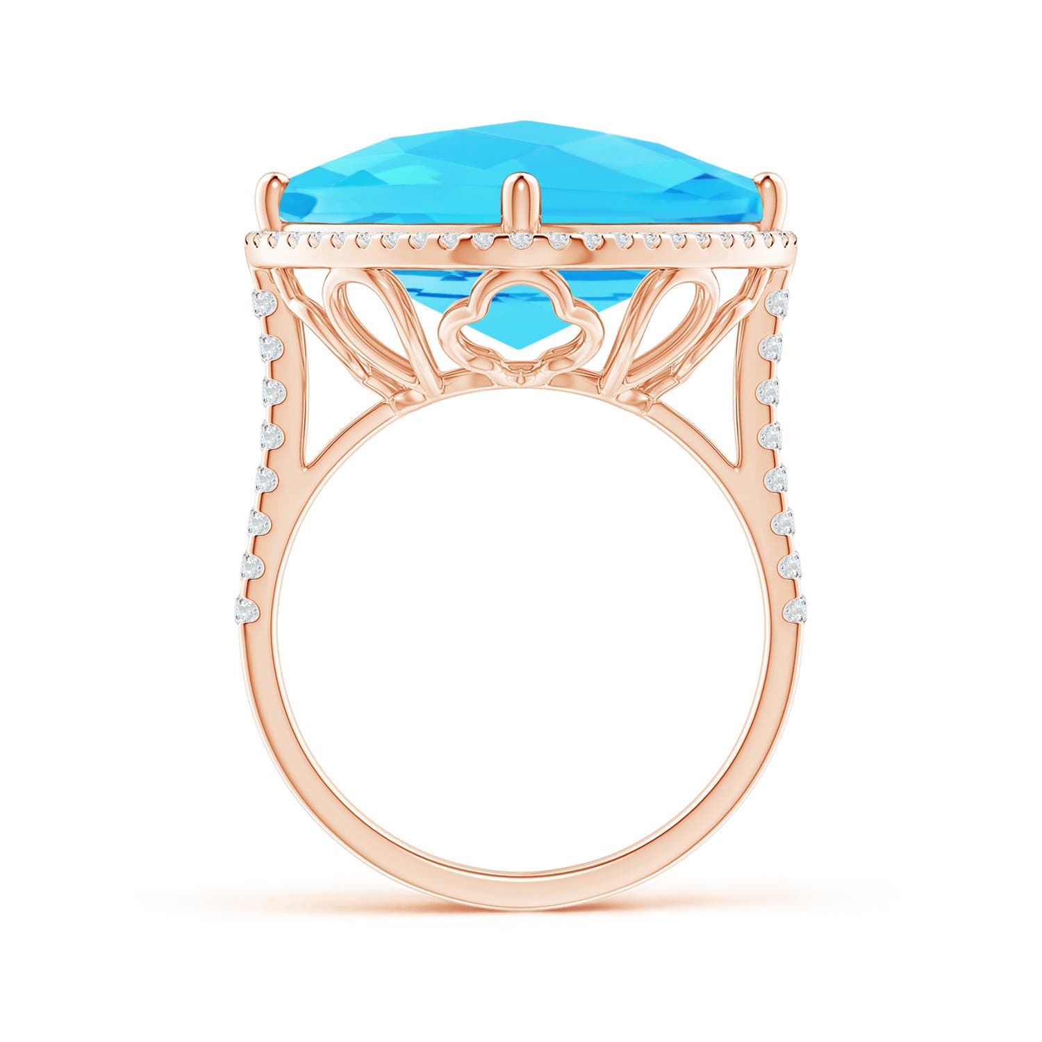 A - Swiss Blue Topaz / 14.39 CT / 14 KT Rose Gold