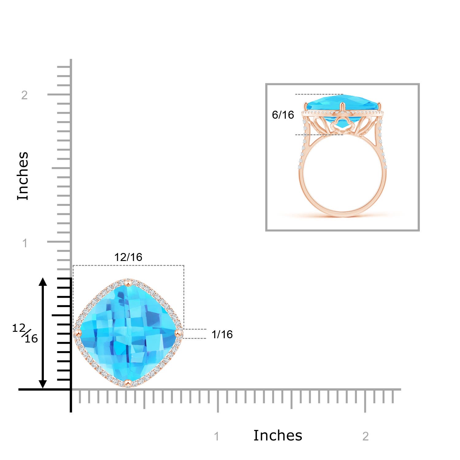 A - Swiss Blue Topaz / 14.39 CT / 14 KT Rose Gold