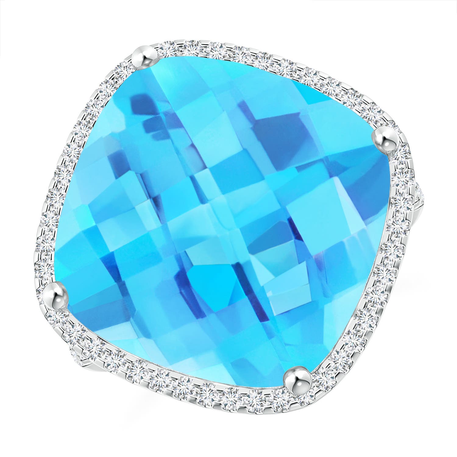 A - Swiss Blue Topaz / 14.39 CT / 14 KT White Gold