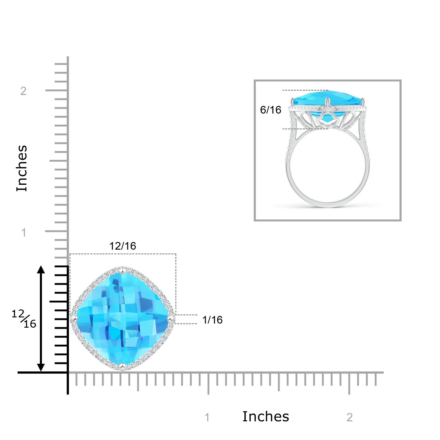 A - Swiss Blue Topaz / 14.39 CT / 14 KT White Gold