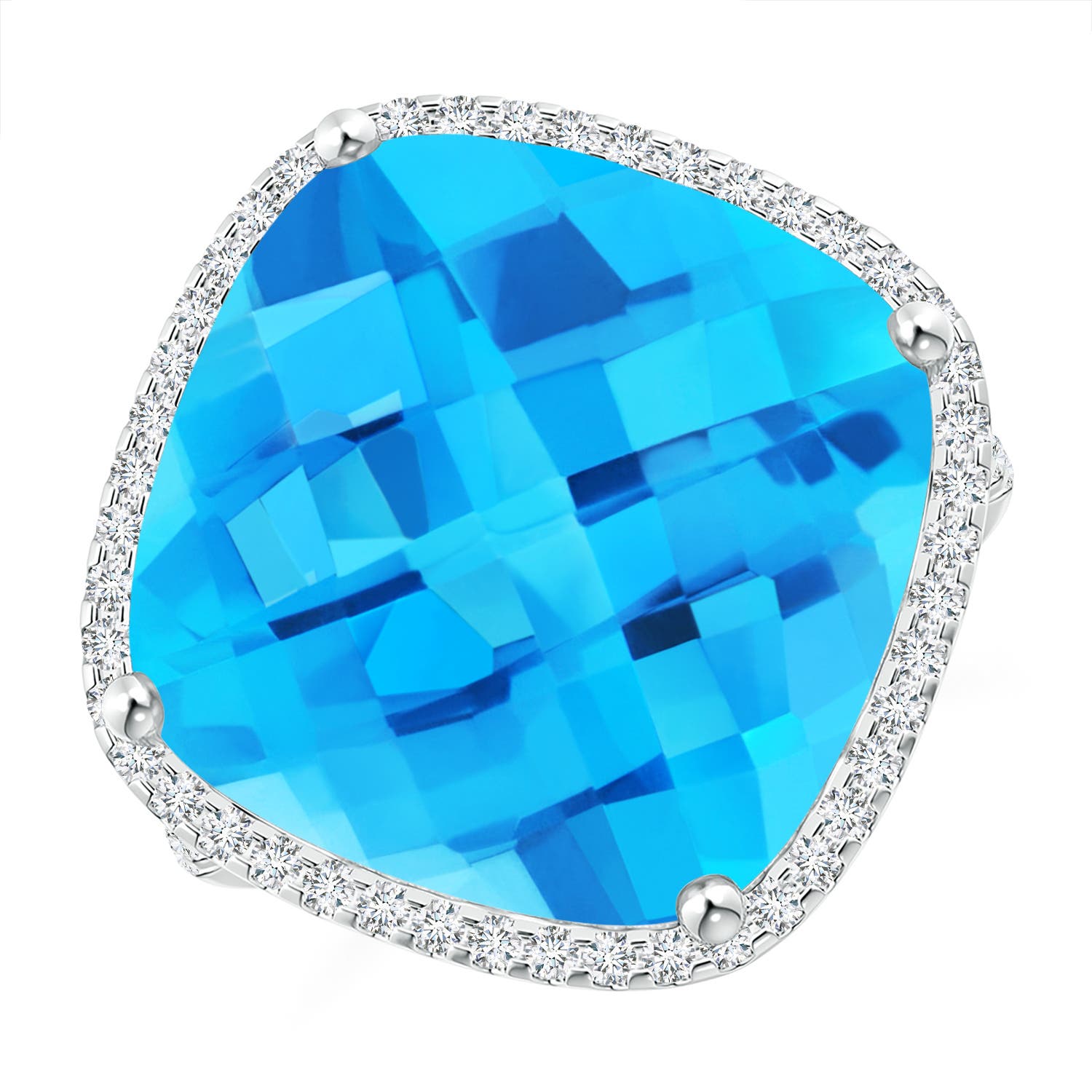 AA - Swiss Blue Topaz / 14.39 CT / 14 KT White Gold