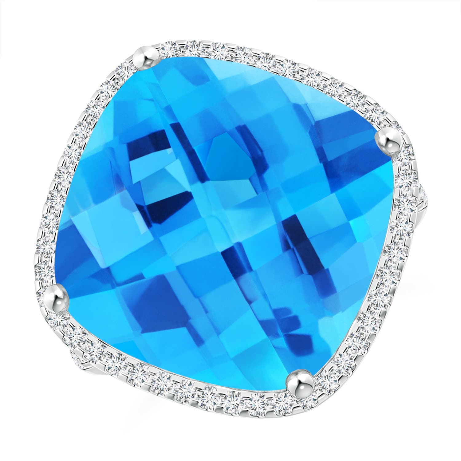 AAA - Swiss Blue Topaz / 14.39 CT / 14 KT White Gold