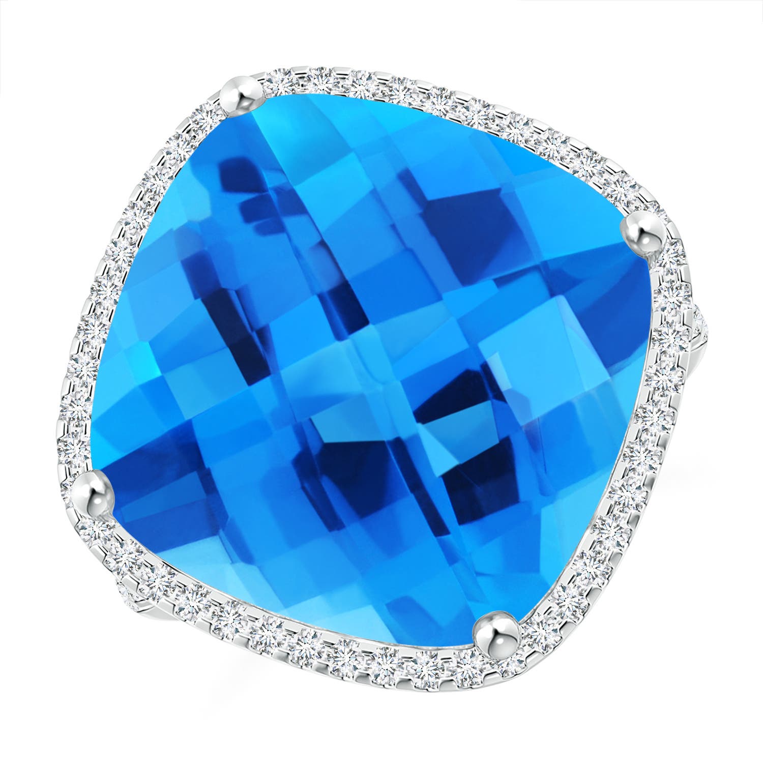 AAAA - Swiss Blue Topaz / 14.39 CT / 14 KT White Gold