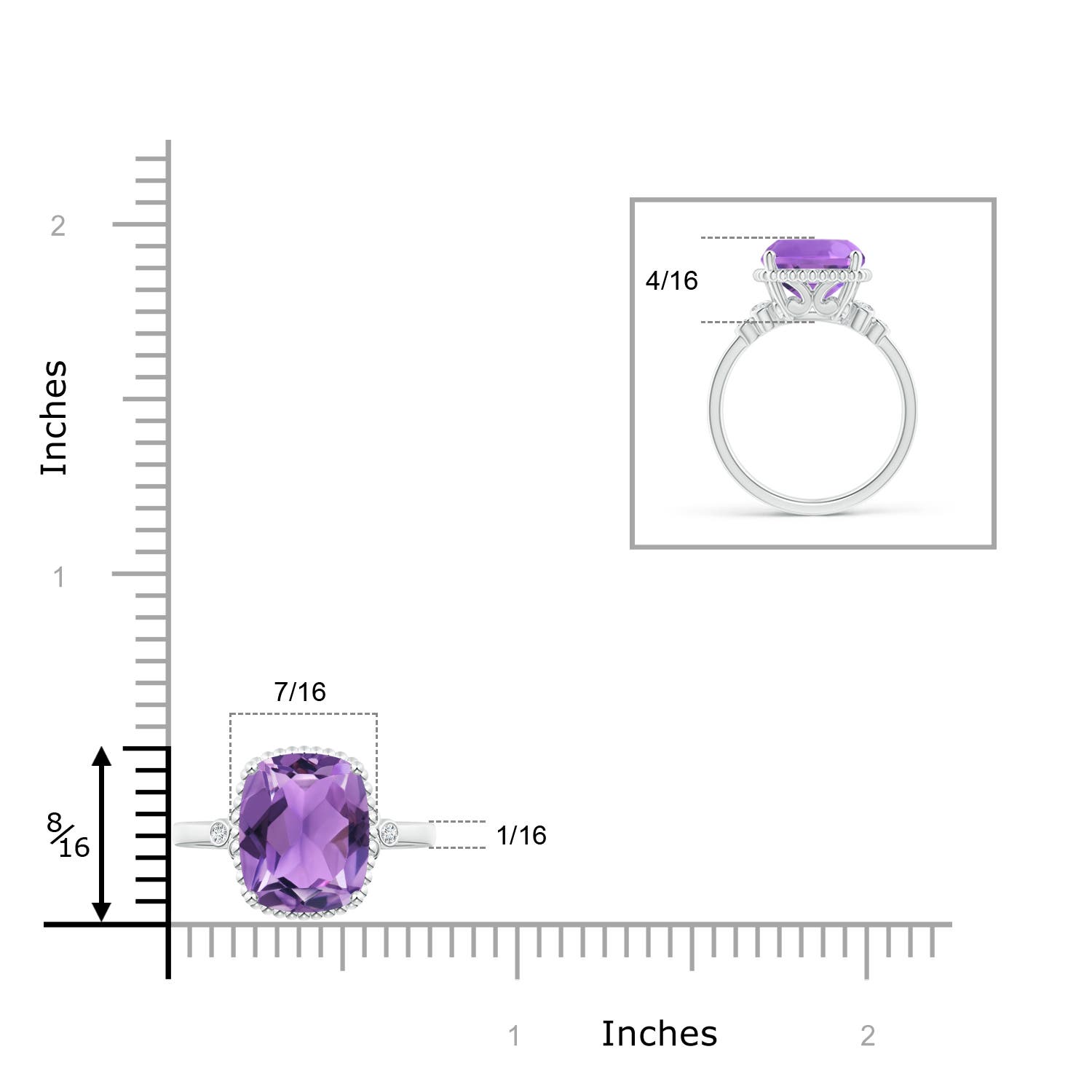 AA - Amethyst / 3.58 CT / 14 KT White Gold