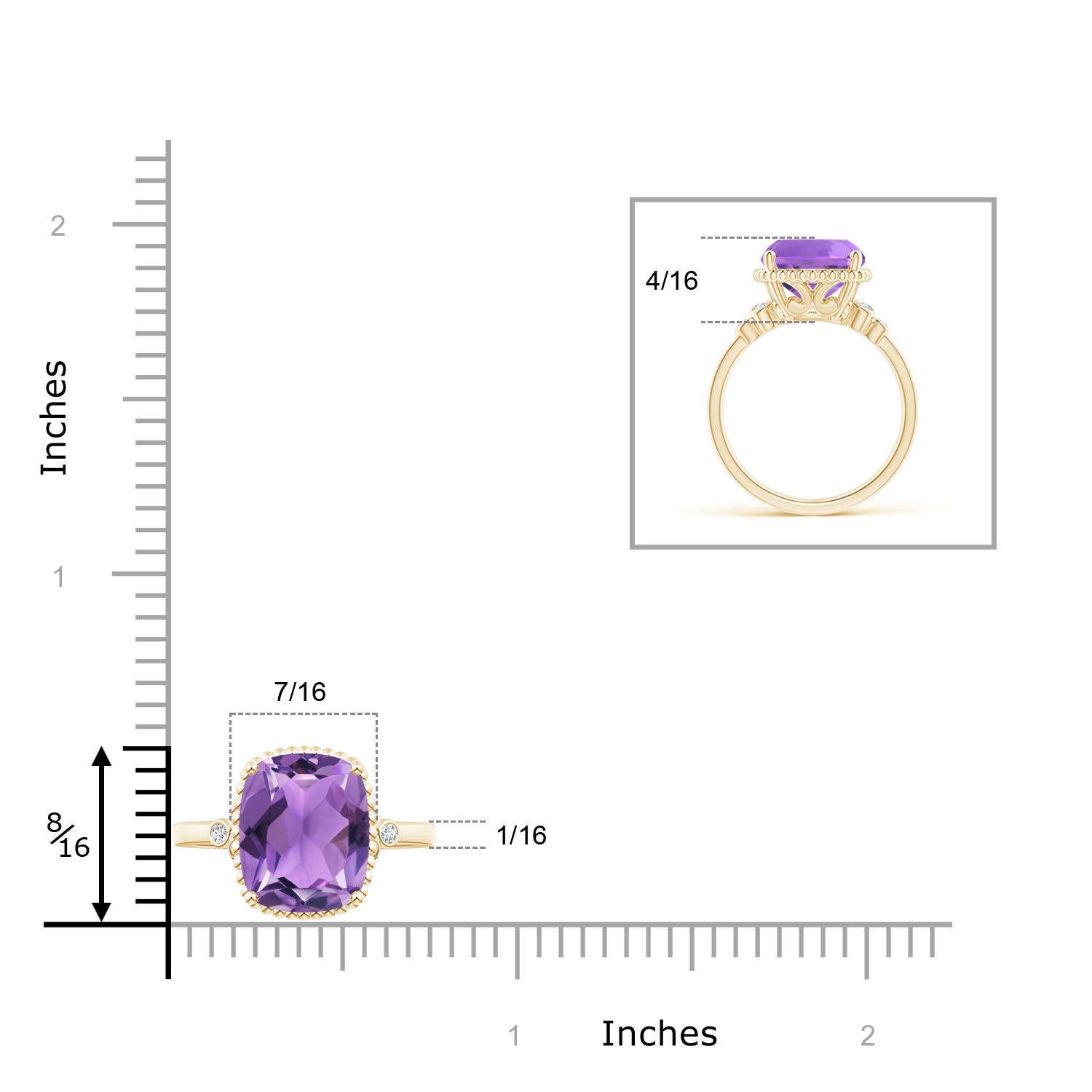 AA - Amethyst / 3.58 CT / 14 KT Yellow Gold