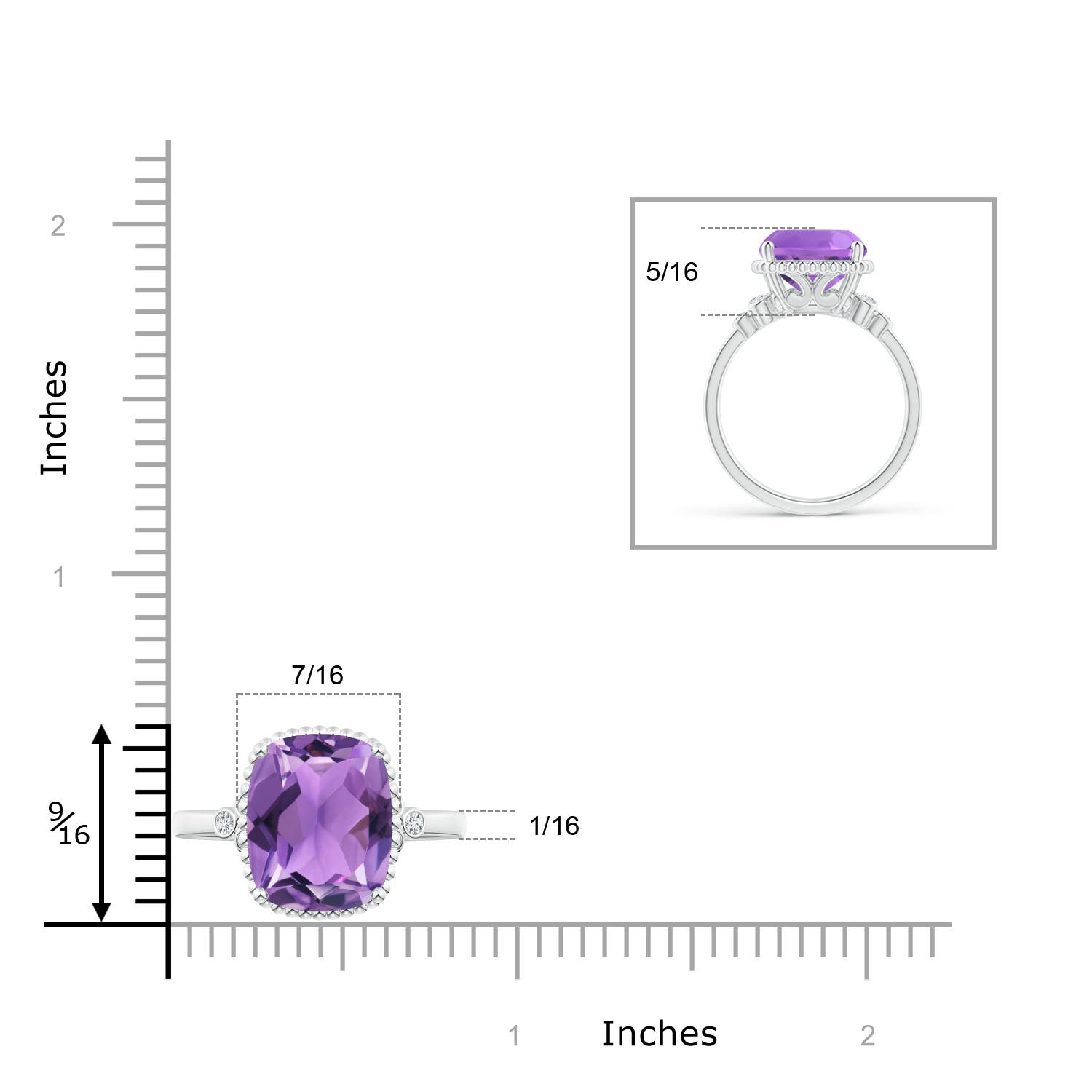 AA - Amethyst / 4.71 CT / 14 KT White Gold