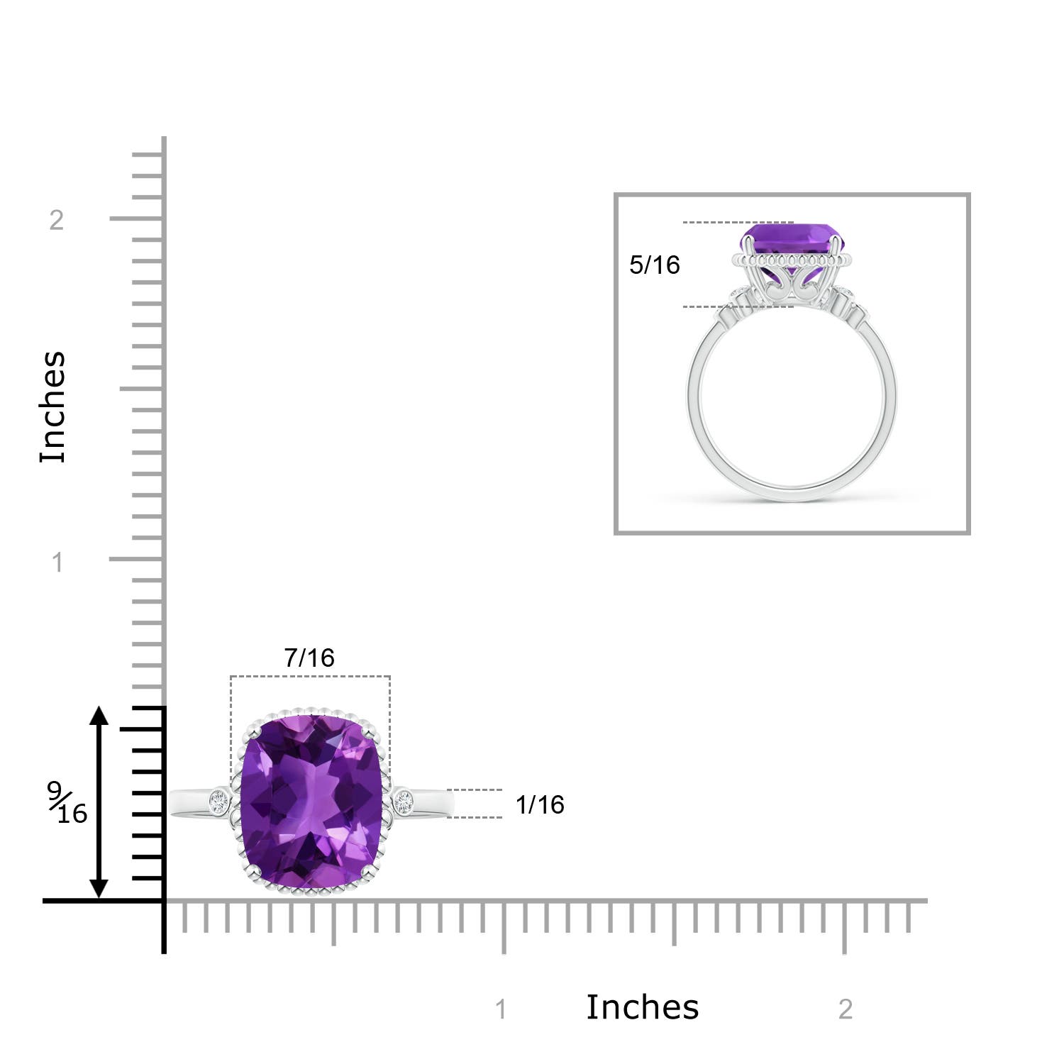 AAAA - Amethyst / 4.71 CT / 14 KT White Gold