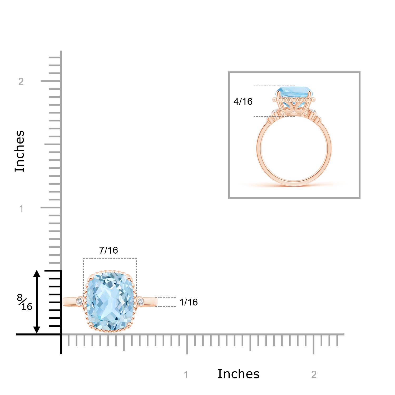 AAA - Aquamarine / 3.53 CT / 14 KT Rose Gold