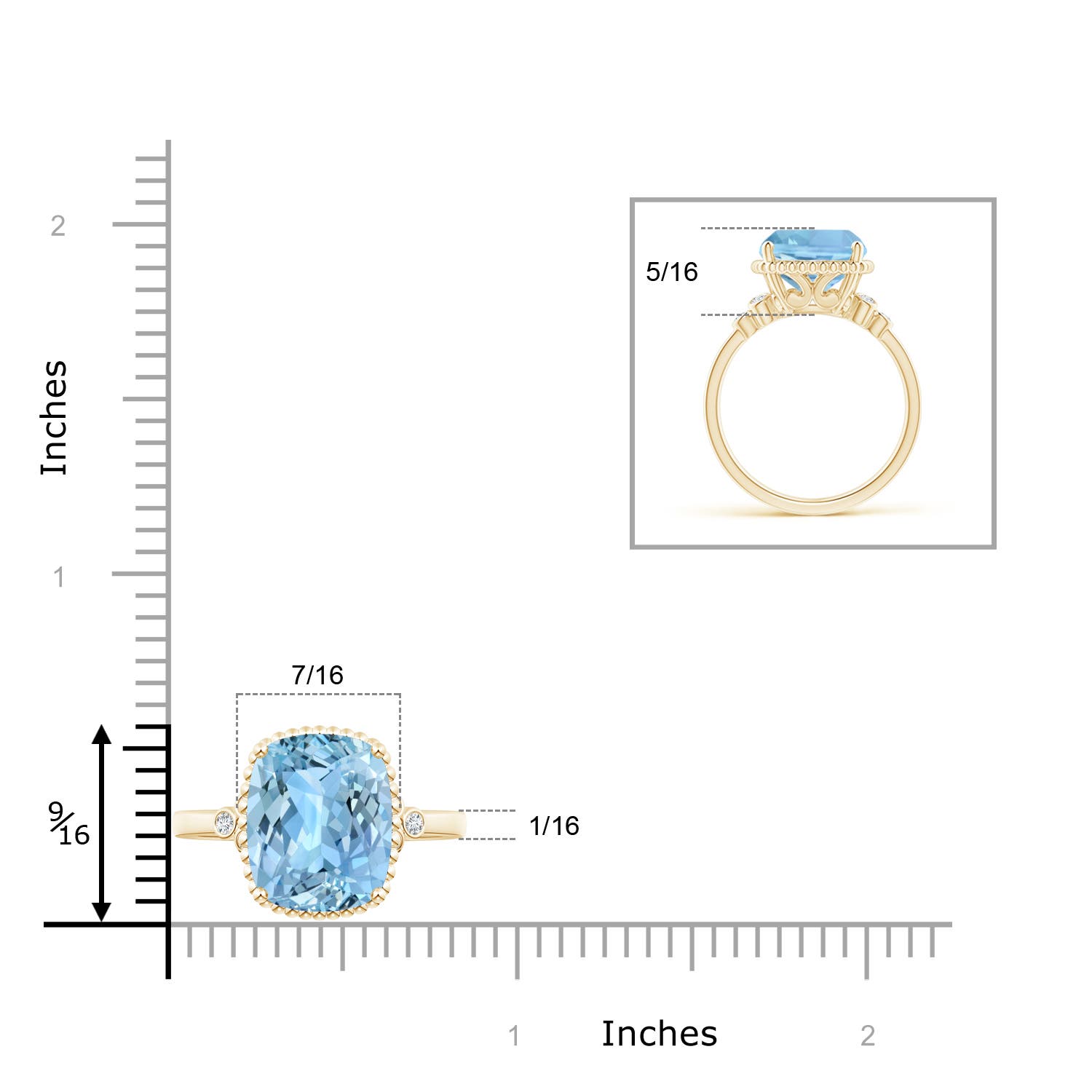 AAAA - Aquamarine / 4.11 CT / 14 KT Yellow Gold