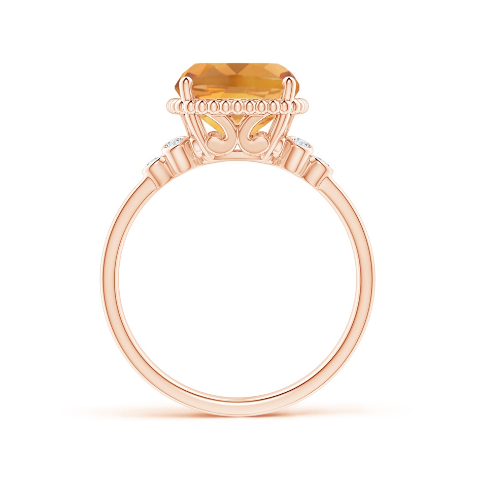 11x9mm A Cushion Citrine Beaded Halo Ring with Diamond Accents in Rose Gold side-1