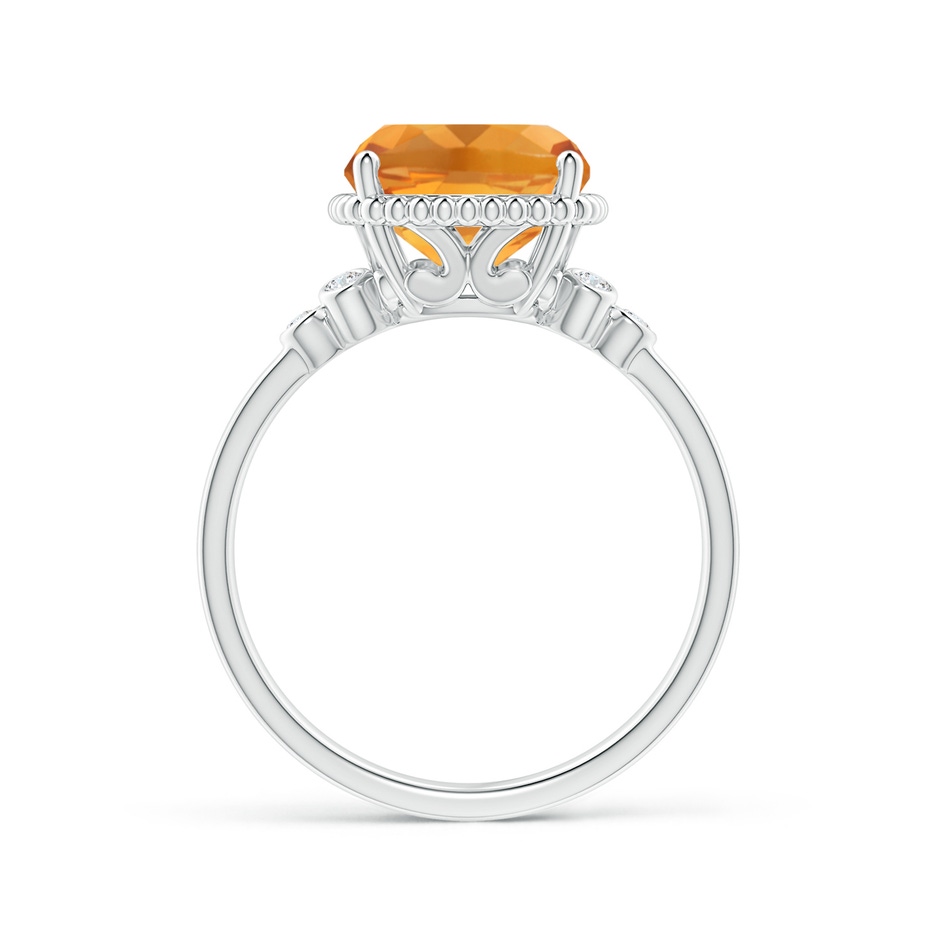 11x9mm AA Cushion Citrine Beaded Halo Ring with Diamond Accents in White Gold side-1