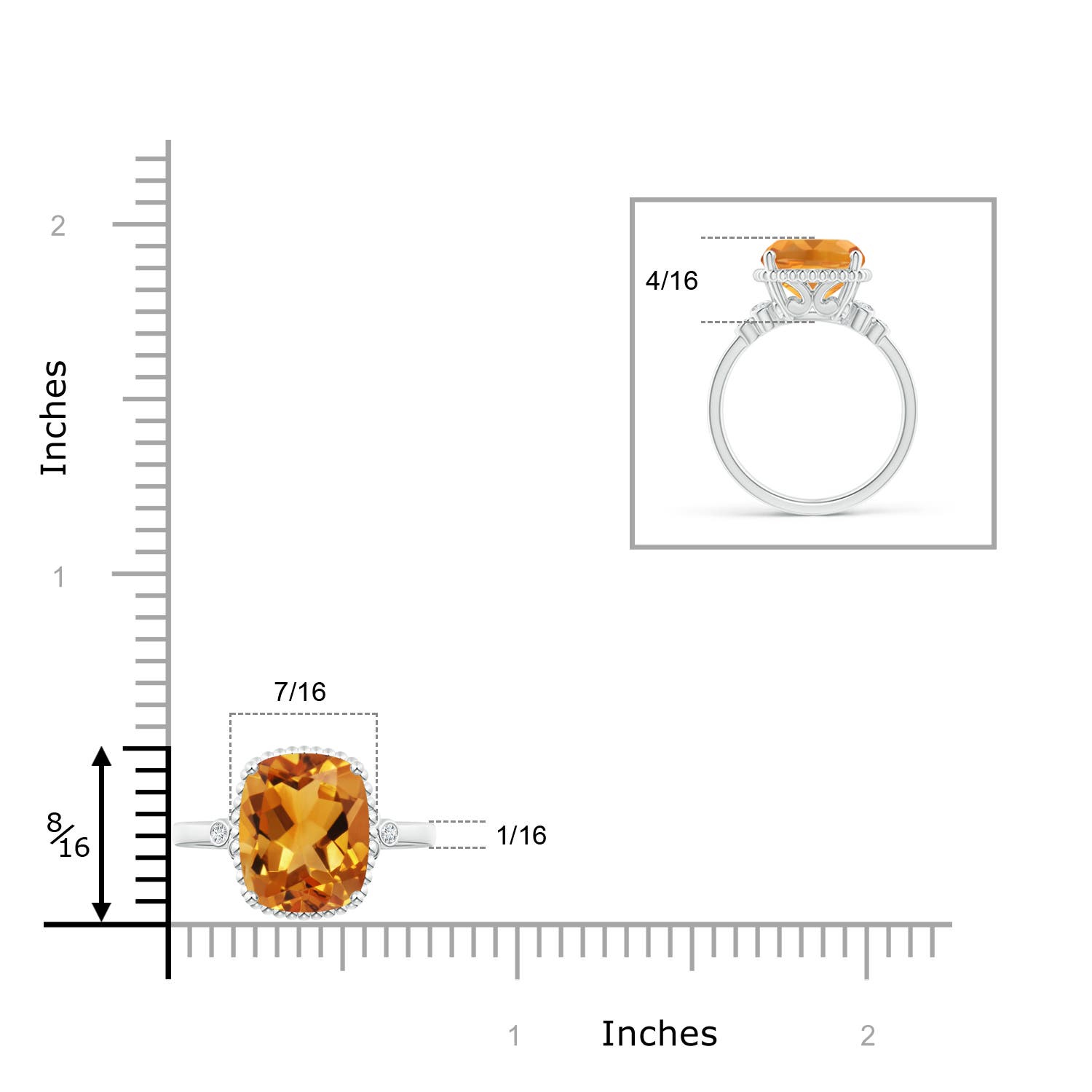 AA - Citrine / 3.78 CT / 14 KT White Gold