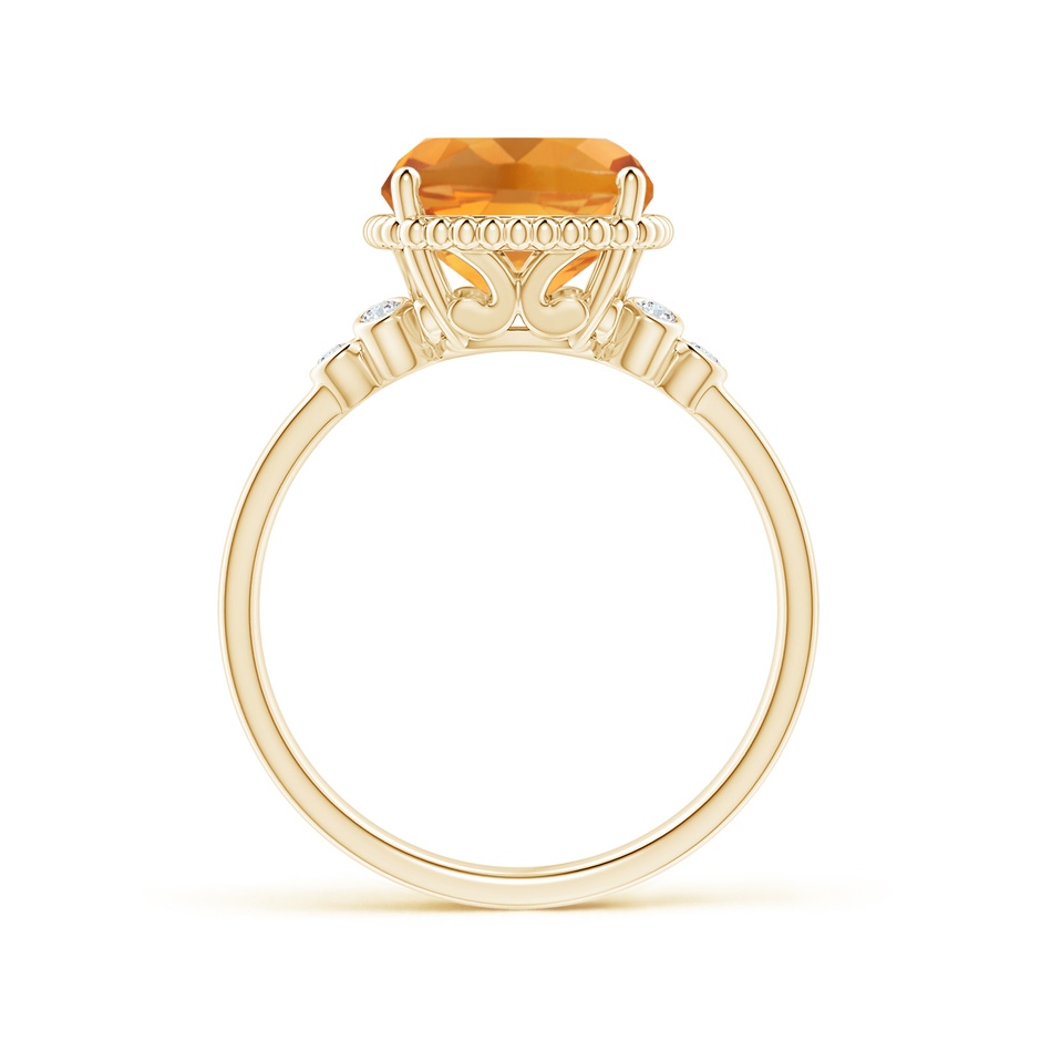11x9mm AA Cushion Citrine Beaded Halo Ring with Diamond Accents in Yellow Gold side-1