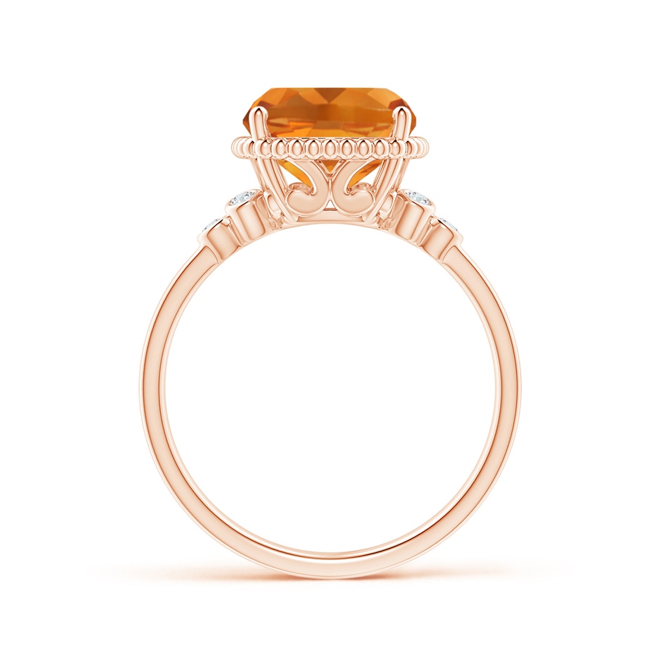 11x9mm AAA Cushion Citrine Beaded Halo Ring with Diamond Accents in Rose Gold side-1