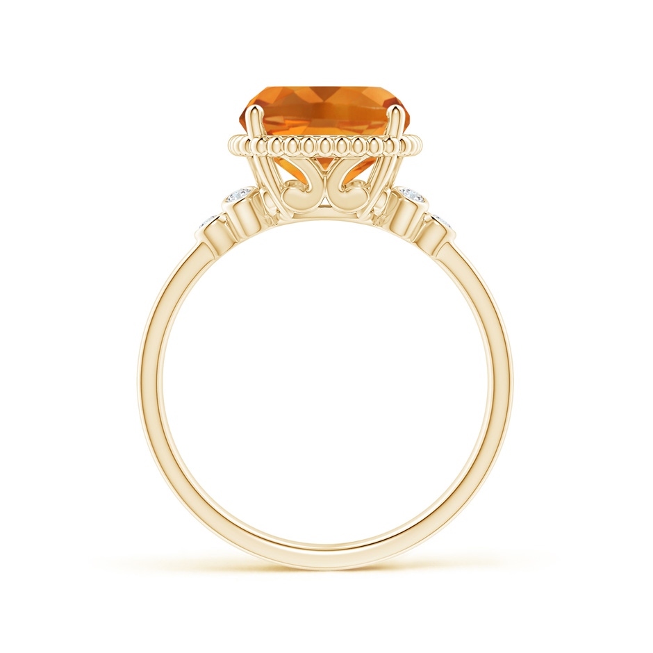 11x9mm AAA Cushion Citrine Beaded Halo Ring with Diamond Accents in Yellow Gold side-1