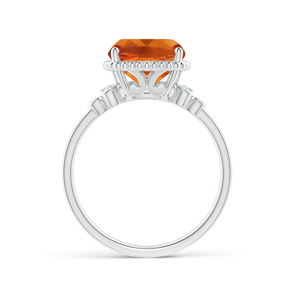 11x9mm AAAA Cushion Citrine Beaded Halo Ring with Diamond Accents in White Gold side-1