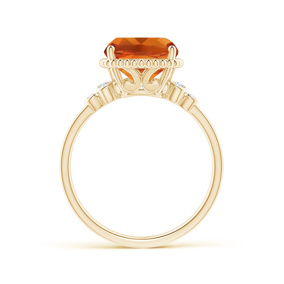 11x9mm AAAA Cushion Citrine Beaded Halo Ring with Diamond Accents in Yellow Gold side-1