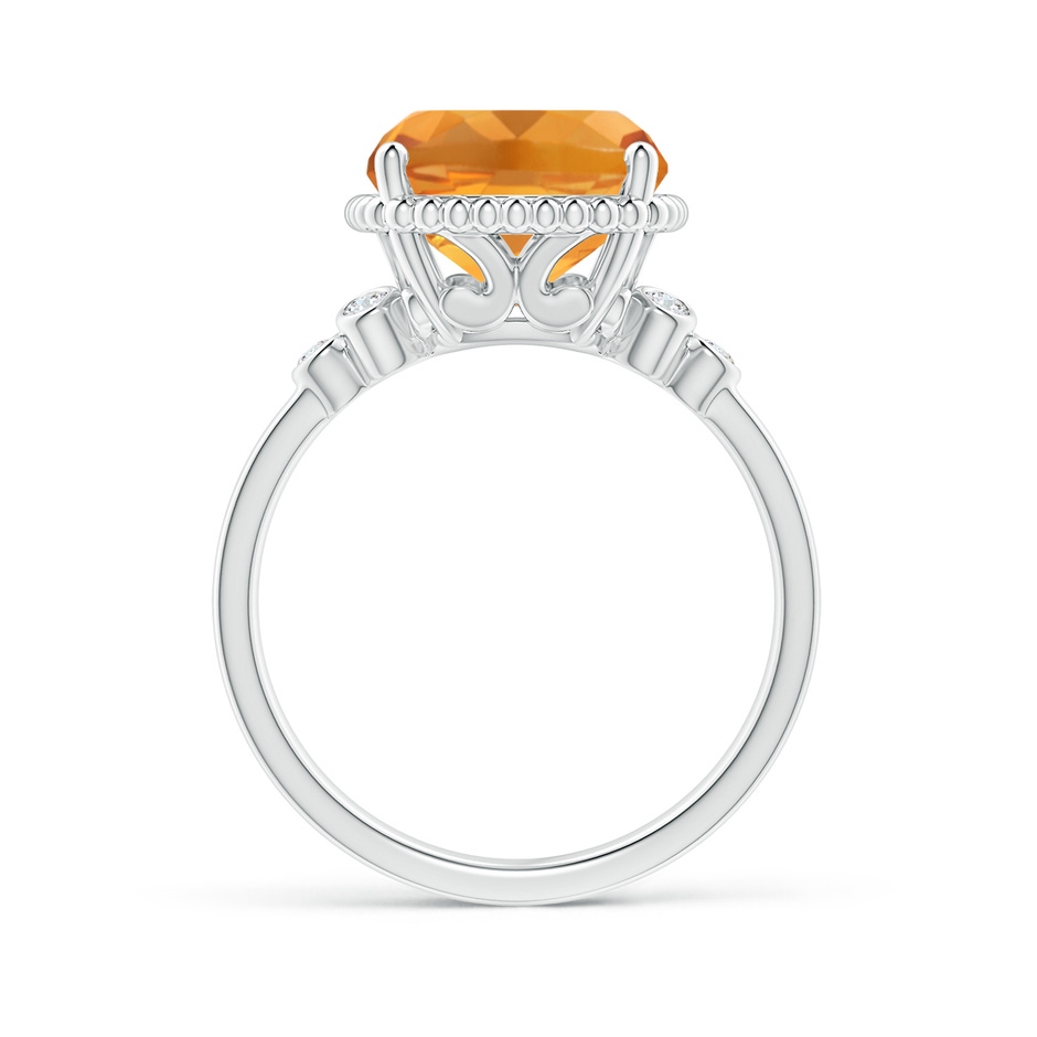 12x10mm AA Cushion Citrine Beaded Halo Ring with Diamond Accents in White Gold side-1