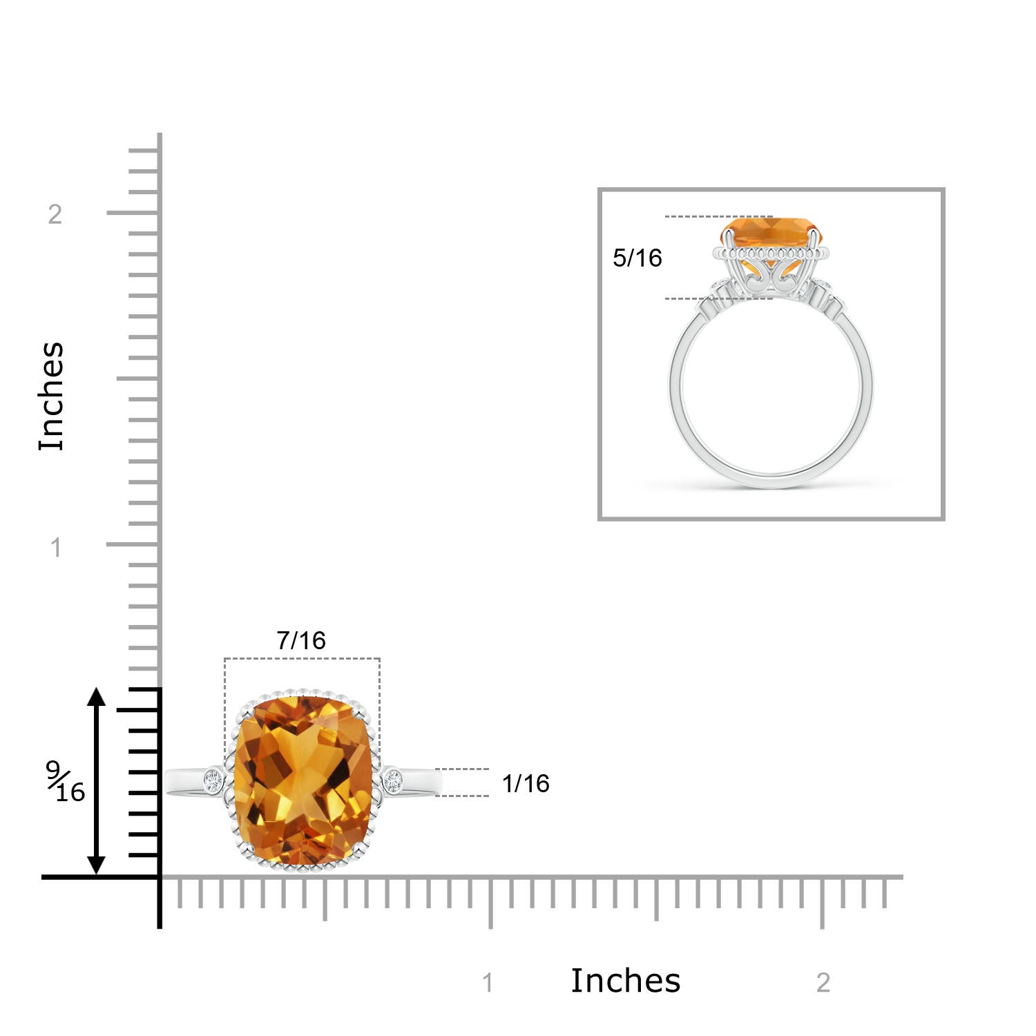 AA - Citrine / 4.81 CT / 14 KT White Gold