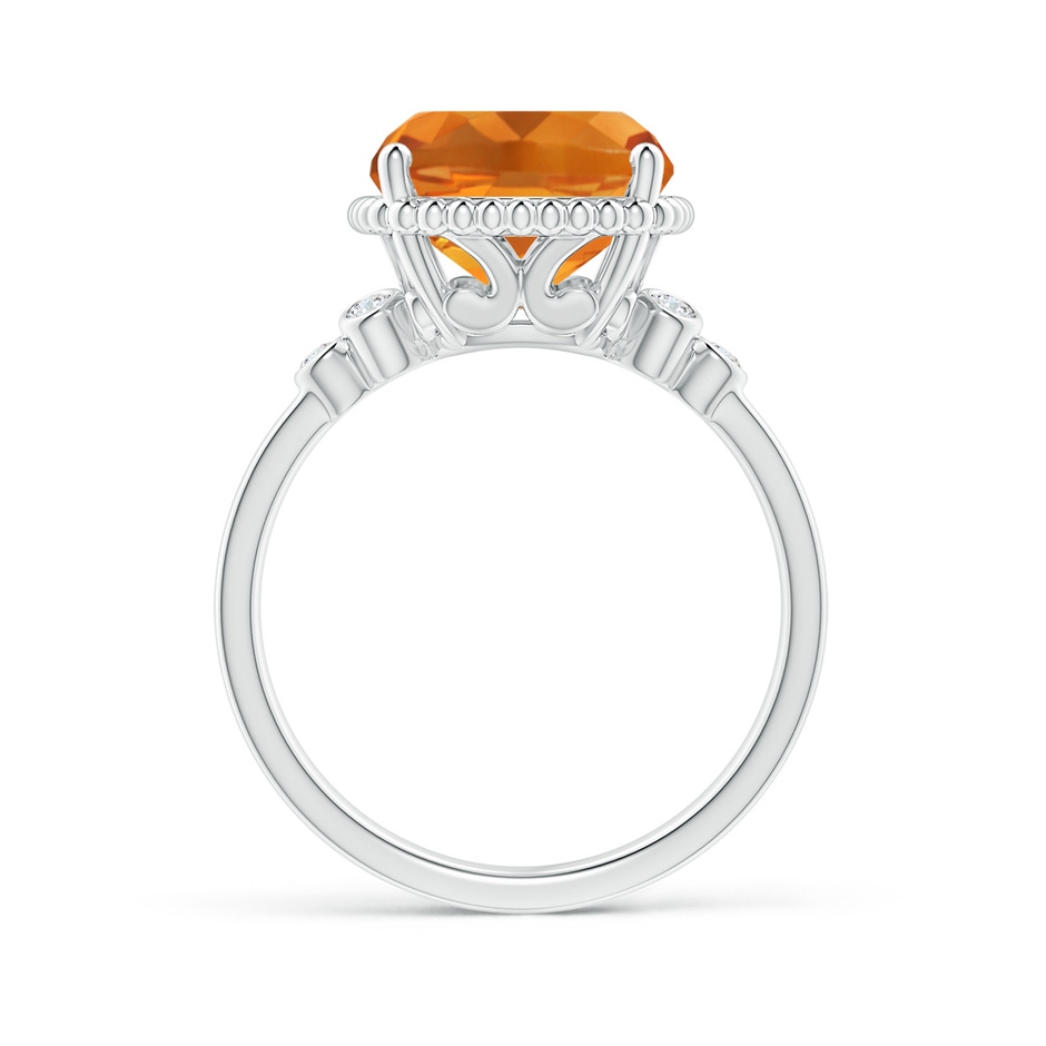 12x10mm AAA Cushion Citrine Beaded Halo Ring with Diamond Accents in White Gold side-1