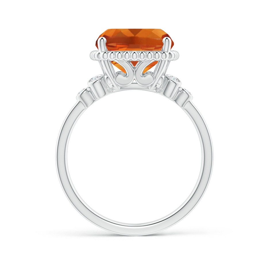12x10mm AAAA Cushion Citrine Beaded Halo Ring with Diamond Accents in White Gold side-1