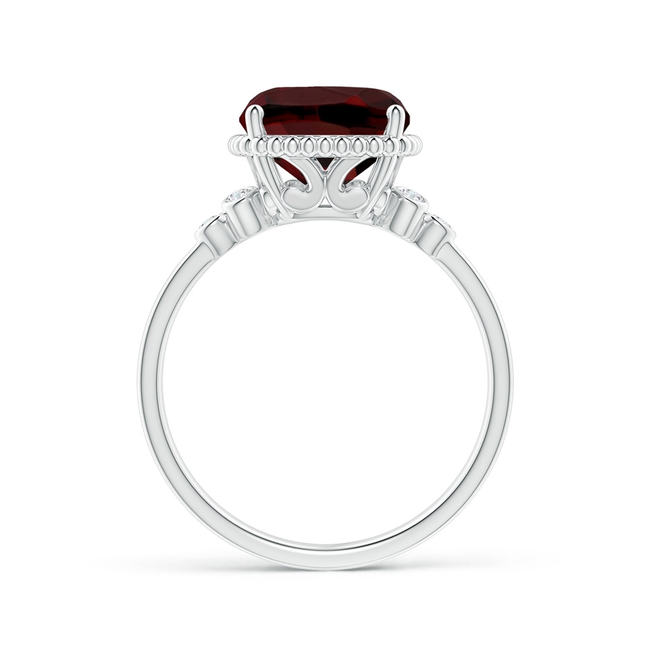 11x9mm AAA Cushion Garnet Beaded Halo Ring with Diamond Accents in White Gold product image