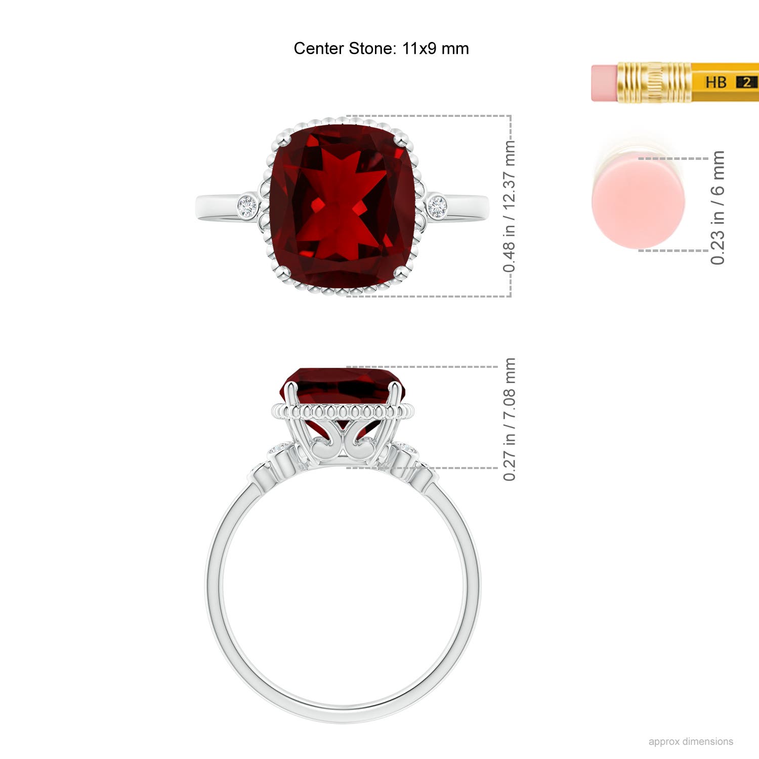 AAAA - Garnet / 4.58 CT / 14 KT White Gold