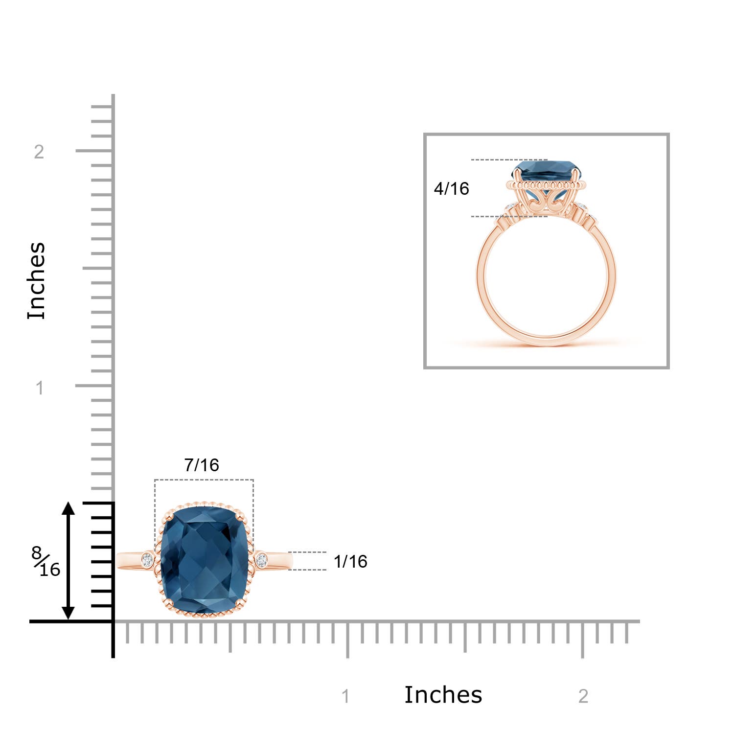 A - London Blue Topaz / 4.58 CT / 14 KT Rose Gold