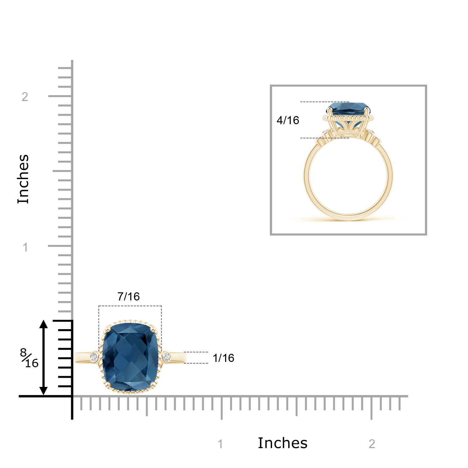 A - London Blue Topaz / 4.58 CT / 14 KT Yellow Gold