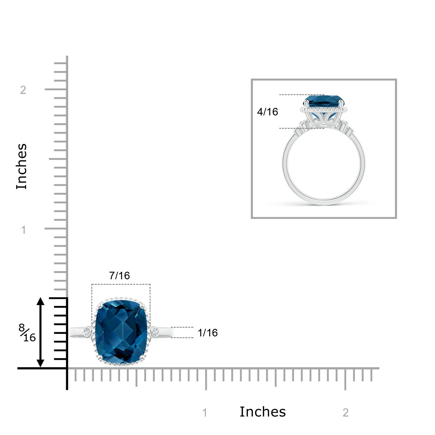 AAA - London Blue Topaz / 4.58 CT / 14 KT White Gold