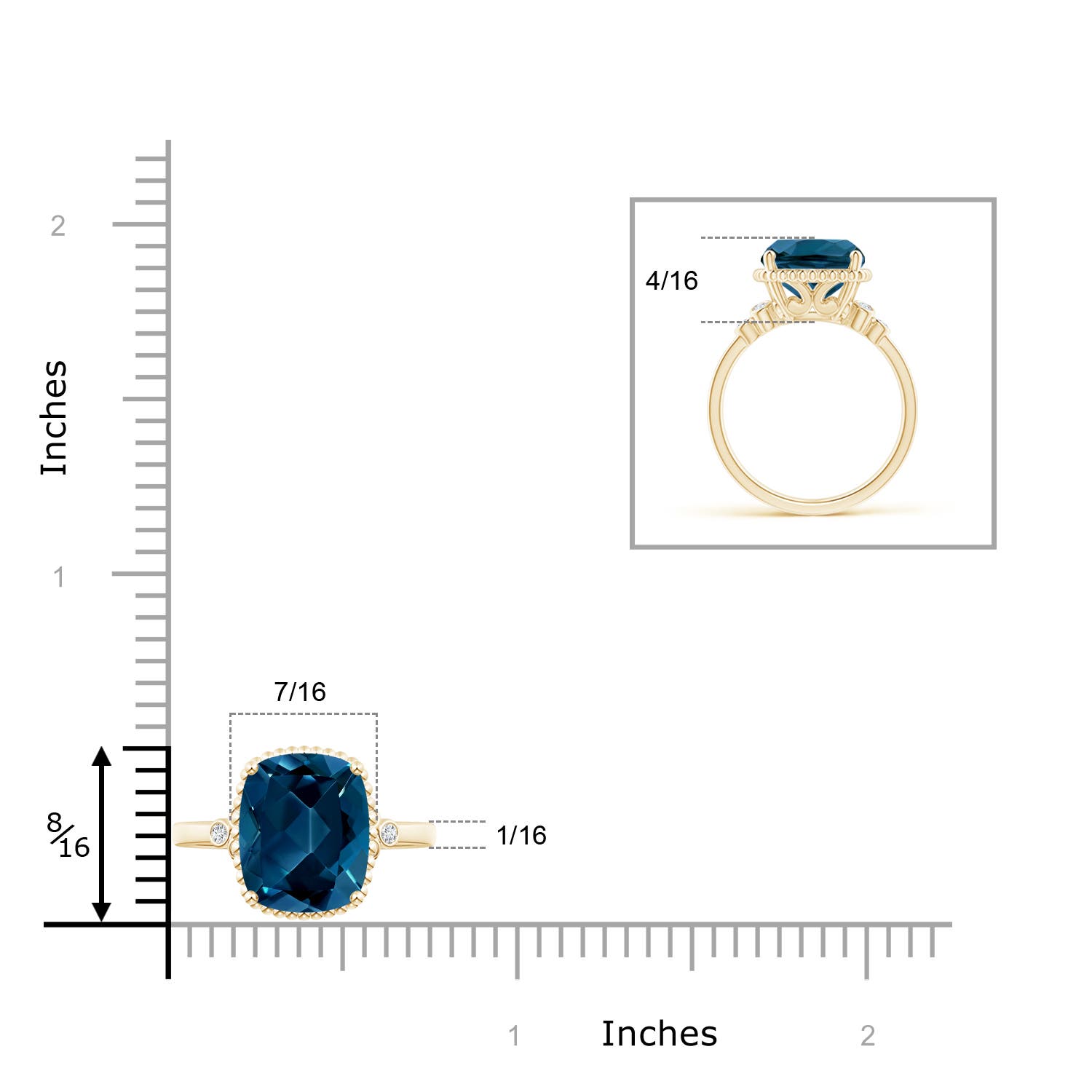 AAAA - London Blue Topaz / 4.58 CT / 14 KT Yellow Gold