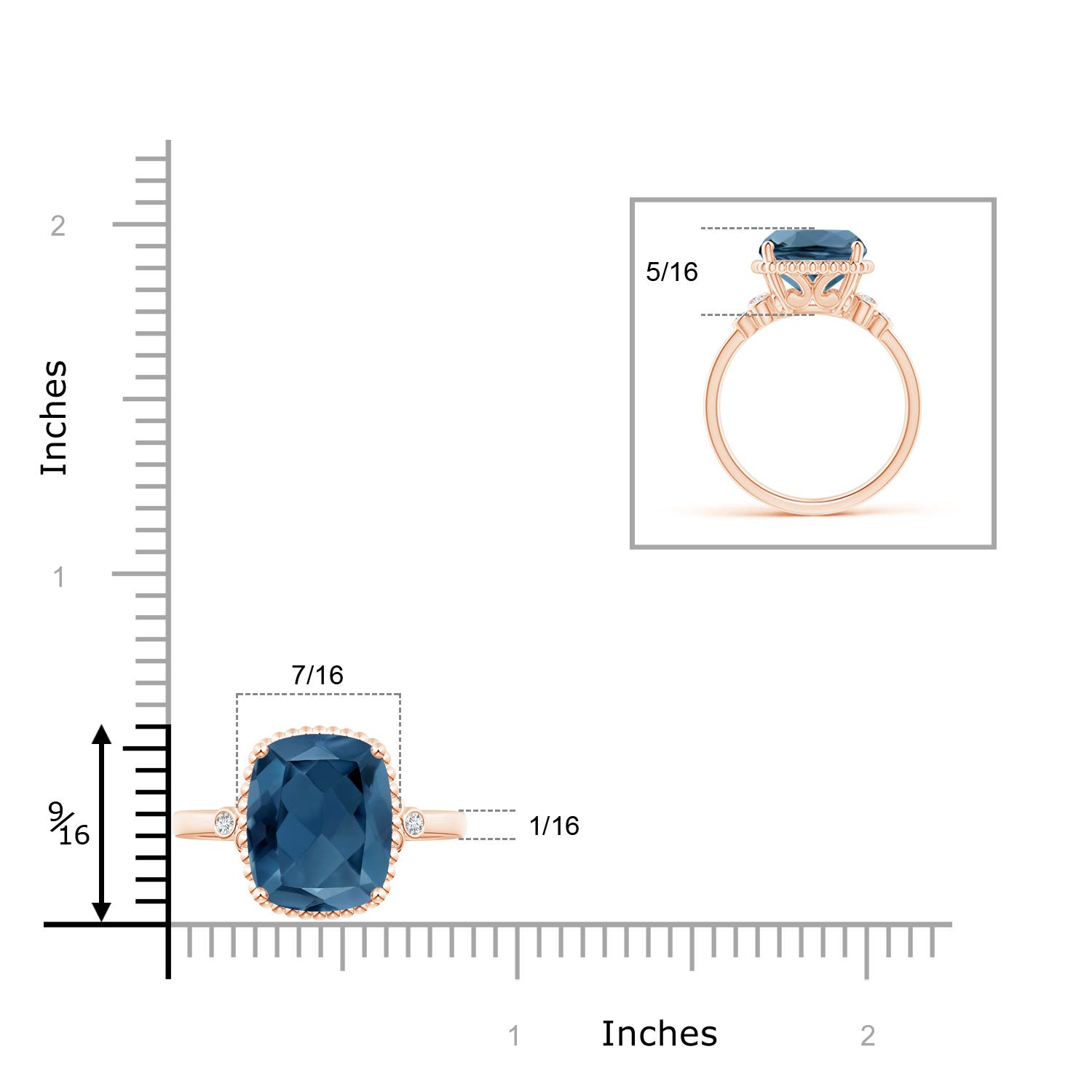 A - London Blue Topaz / 5.91 CT / 14 KT Rose Gold