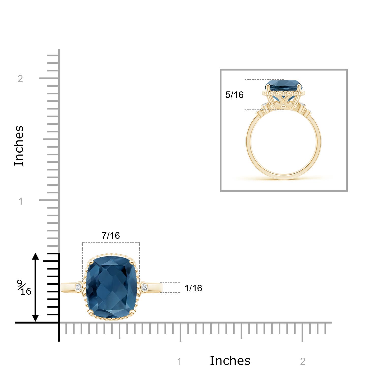 A - London Blue Topaz / 5.91 CT / 14 KT Yellow Gold