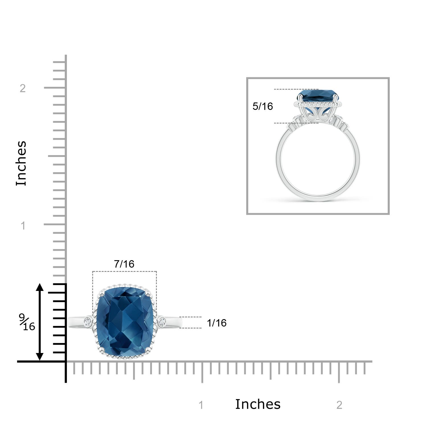 AA - London Blue Topaz / 5.91 CT / 14 KT White Gold