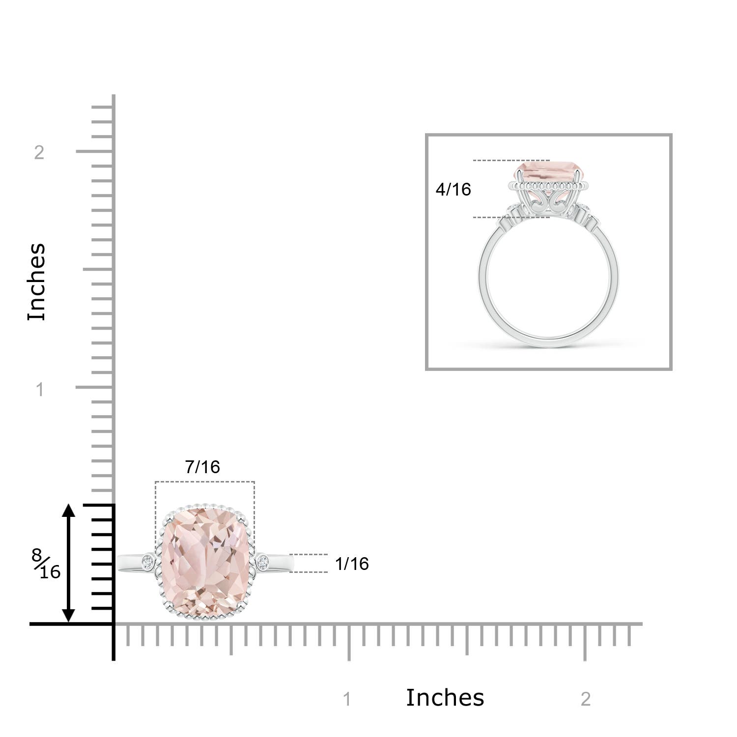 A - Morganite / 3.98 CT / 14 KT White Gold