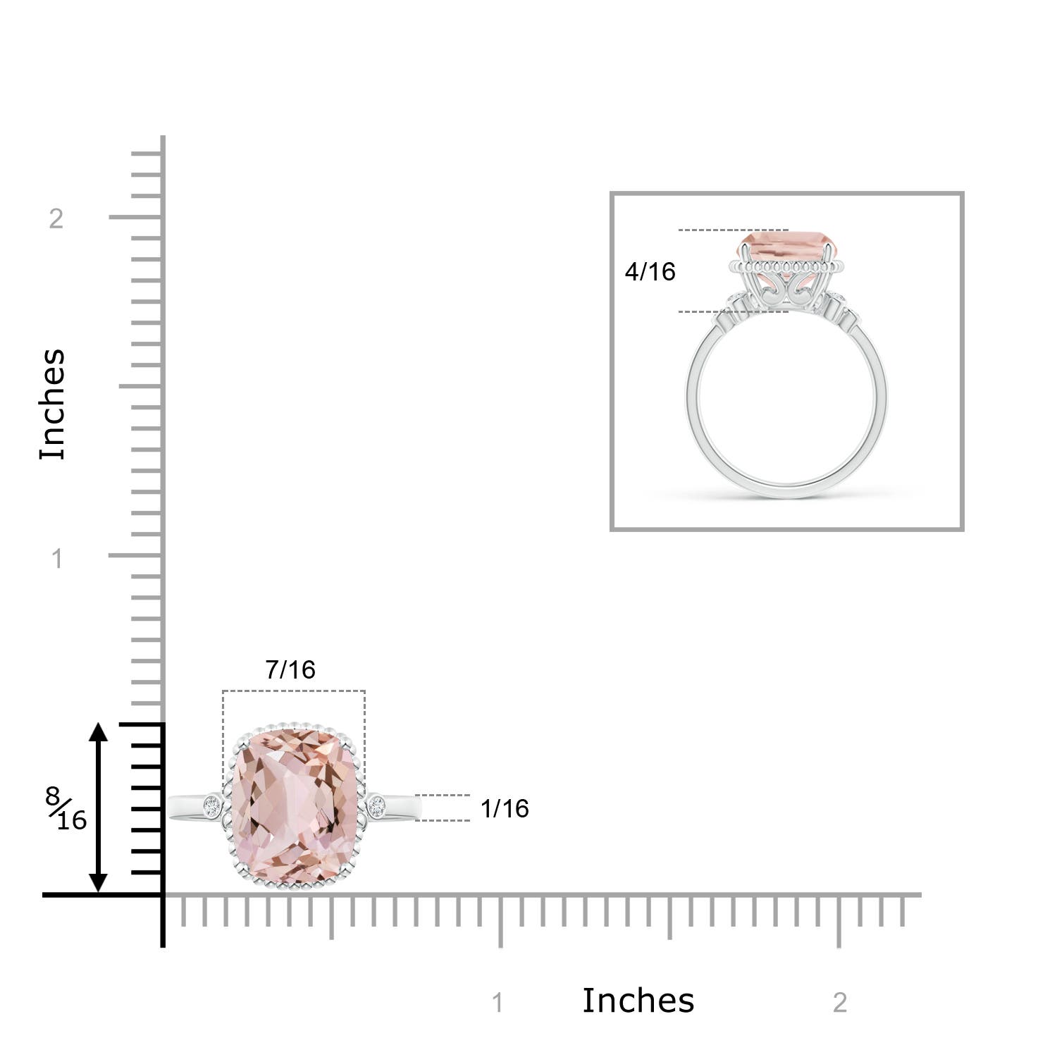 AA - Morganite / 3.98 CT / 14 KT White Gold