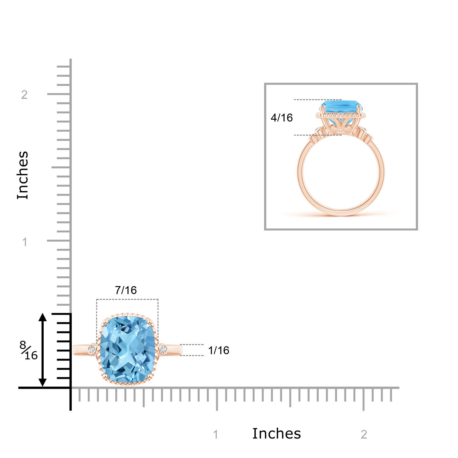 A - Swiss Blue Topaz / 4.58 CT / 14 KT Rose Gold