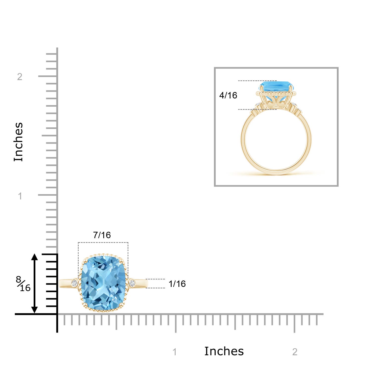 A - Swiss Blue Topaz / 4.58 CT / 14 KT Yellow Gold