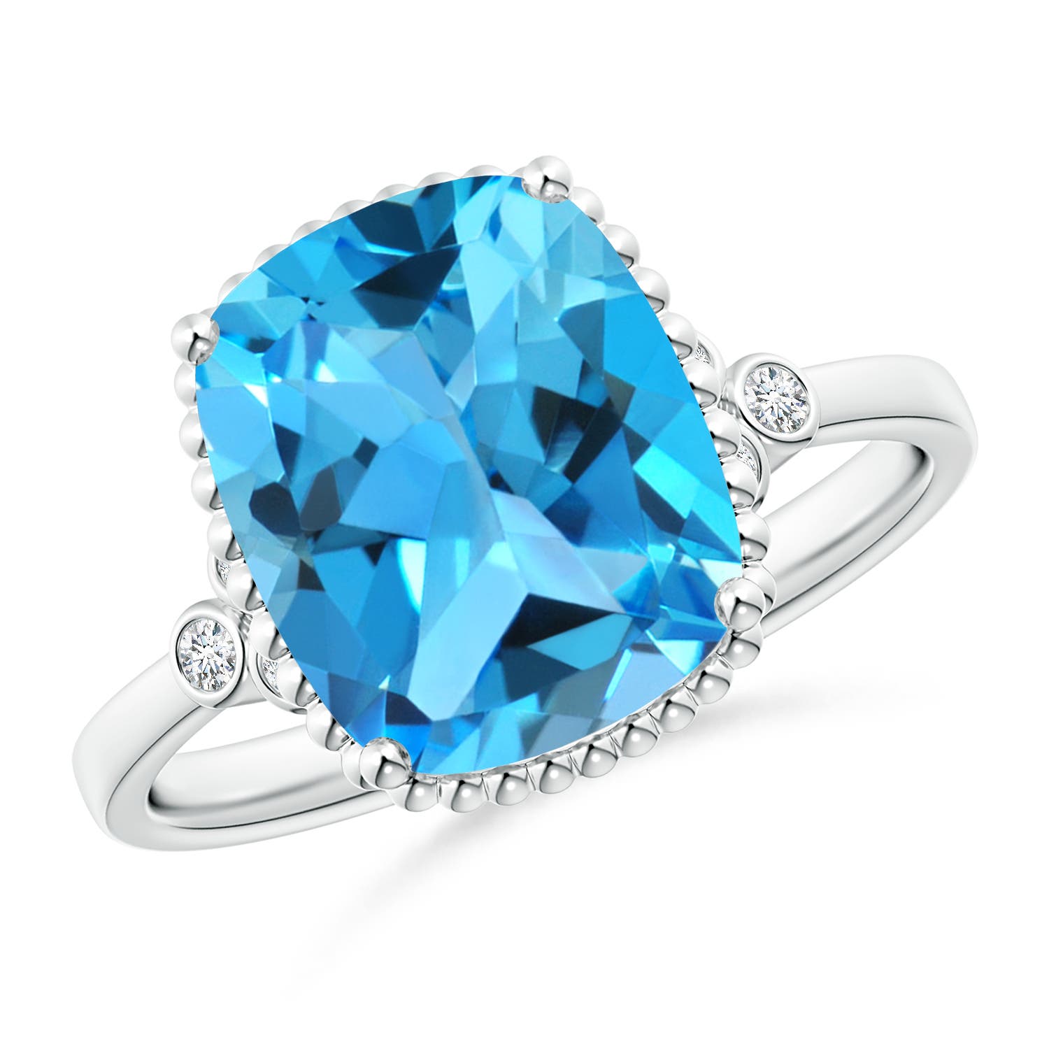 AAA - Swiss Blue Topaz / 4.58 CT / 14 KT White Gold