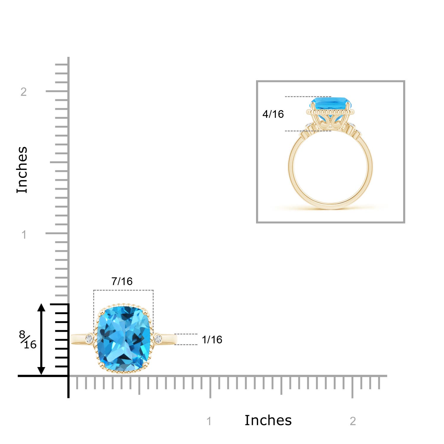 AAA - Swiss Blue Topaz / 4.58 CT / 14 KT Yellow Gold